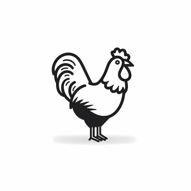 Photo minimal line graphic bold a chicken white background black line mono tone