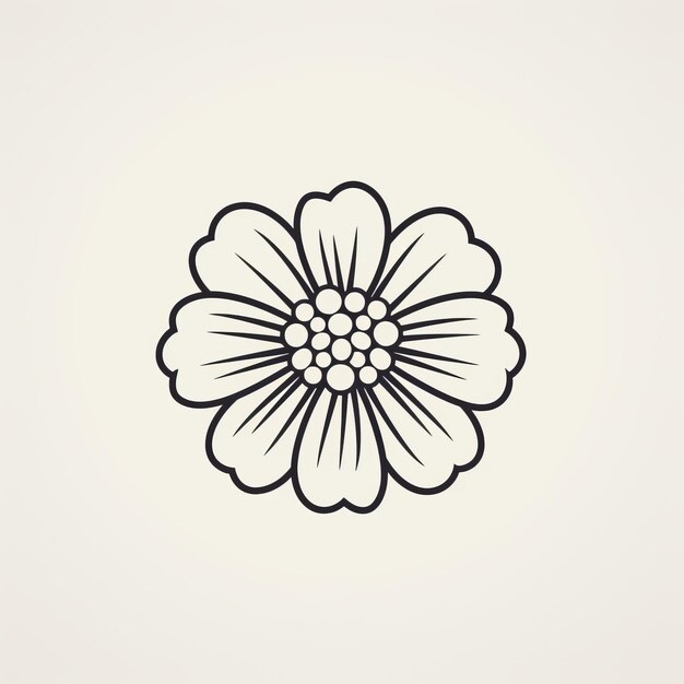 Photo minimal line zinnia flower icon high resolution logo design