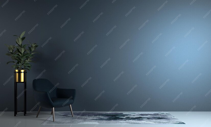 Premium Photo | Minimal living room and bluewall texture background