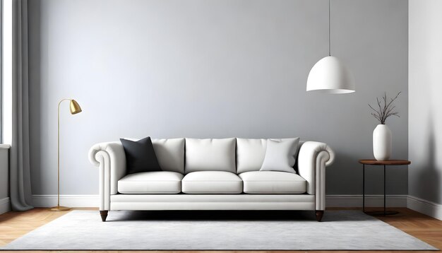 Foto salotto minimale con sofa classico e idee di interior design per tappeti