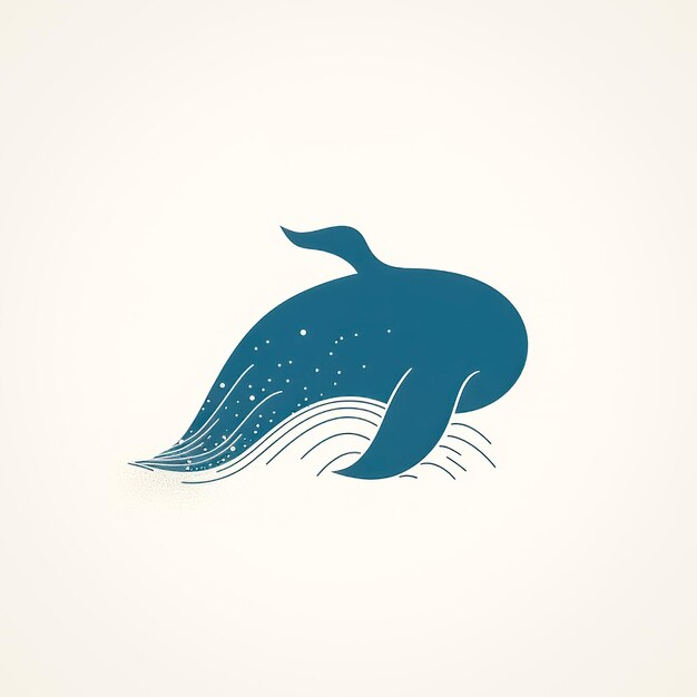 Photo minimal logo design with whale silhouette generative ai