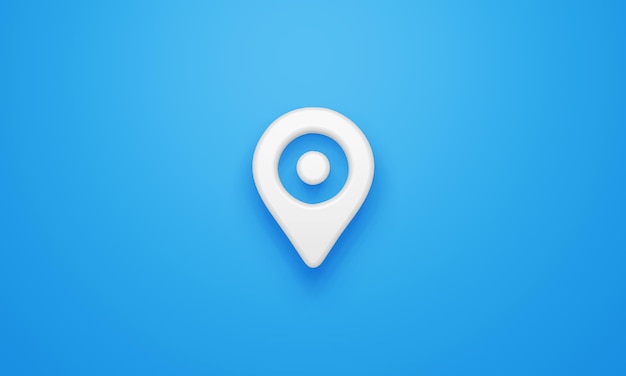 Minimal map point symbol on blue background 3d rendering