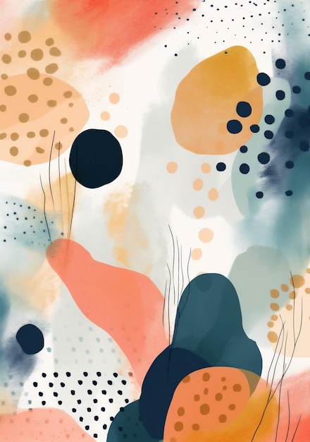 Minimal modern abstract scandinavian poster print texture contemporary background banner art Generative AI