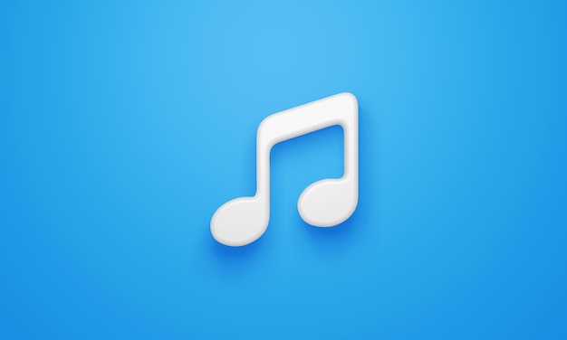 Minimal music symbol on blue background 3d rendering