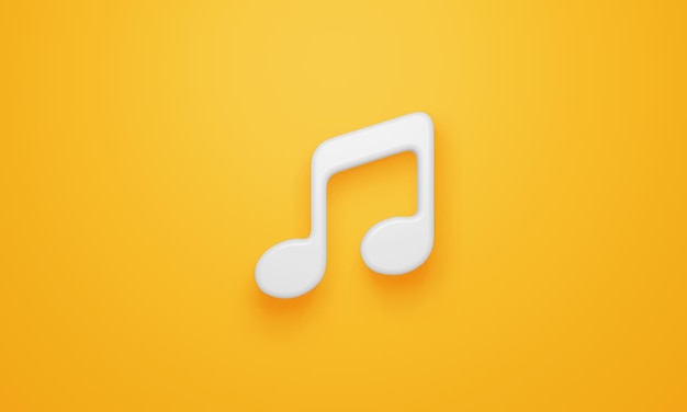 Minimal music symbol on yellow background 3d rendering