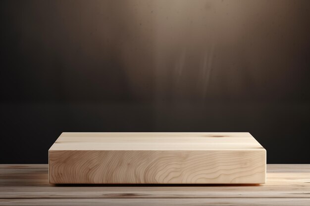 minimal natural wooden podium by Generative AI