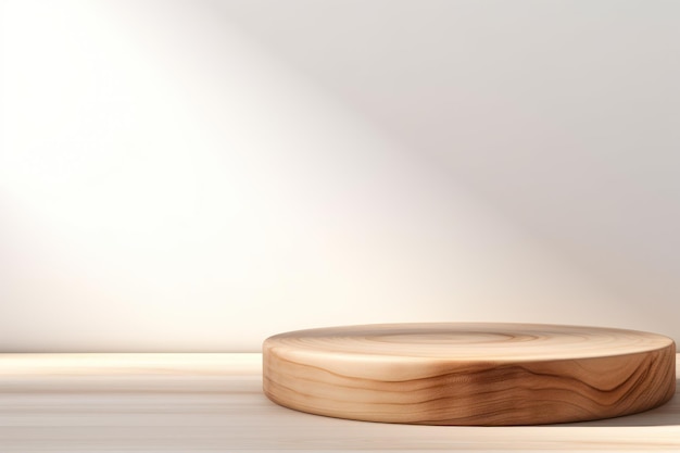 Минимальный натуральный деревянный стол, подиум, сгенерированный AI