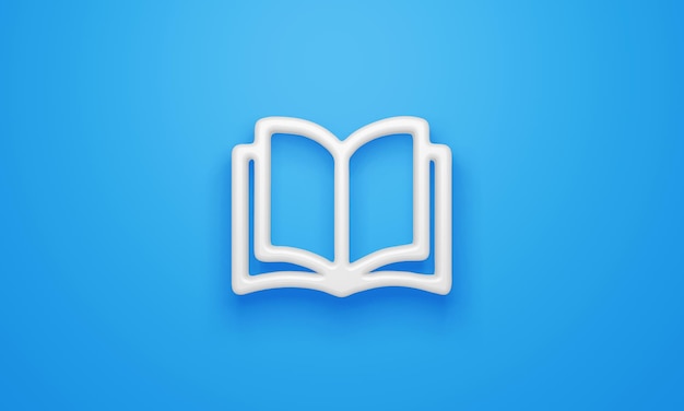 Photo minimal open book symbol on blue background 3d rendering