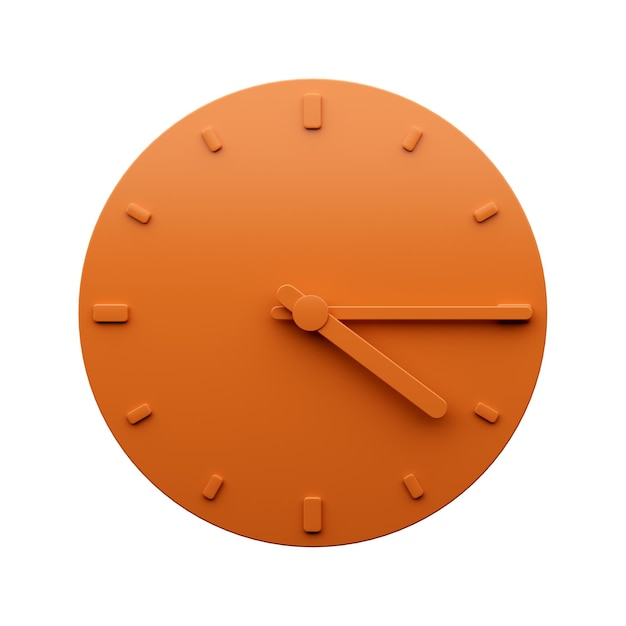 Minimal Orange clock 4 15 quarter past Four o clock Minimalist wall clock 16 15 or Four fifteen