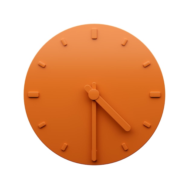 Minimal Orange clock 430 Half past Four o39clock abstract Minimalist wall clock 1630 3d Illustration