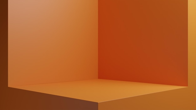 Minimal orange geometric background 3d rendering