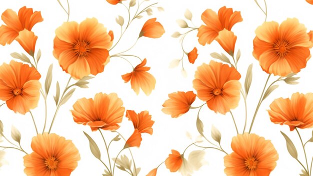 Photo minimal orange watercolor flowers