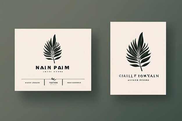 Photo minimal palm leaves logo with business card template