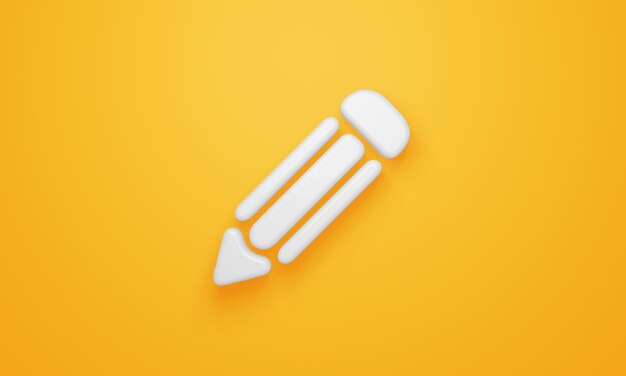 Photo minimal pencil symbol on yellow background 3d rendering