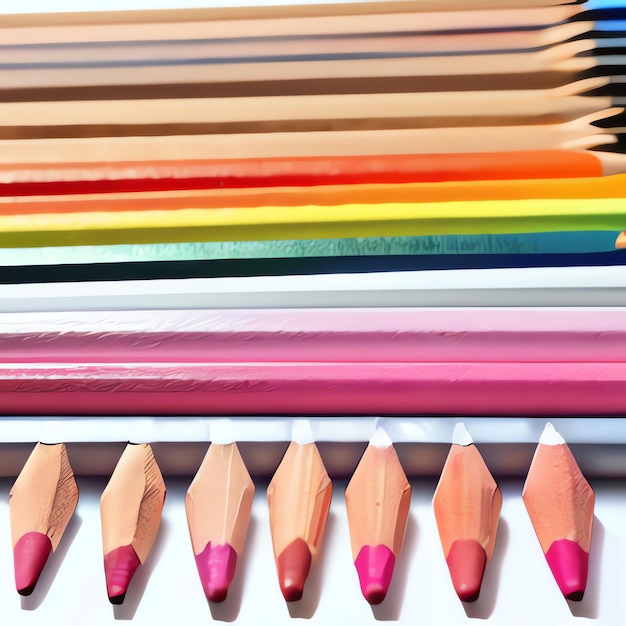 Photo a minimal pencils background rainbow drawing