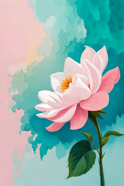 Minimal peony flower watercolor artwork elegant flower painting floral background ai generated