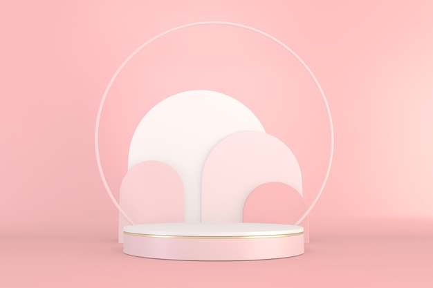 Minimal pink pedestal design for product show, rendering