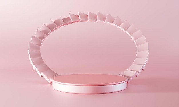 最小限のピンクの表彰台ステージの背景広告コンセプトの抽象的なオブジェクトシーン