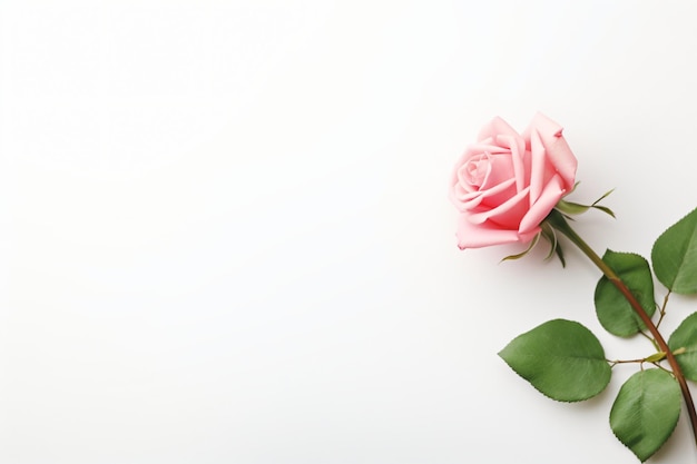 Minimal pink roses and white background copy space