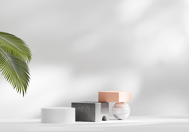 Minimal Platform Podium with Plant Product Presentation and Showcase Background 3D Rendering