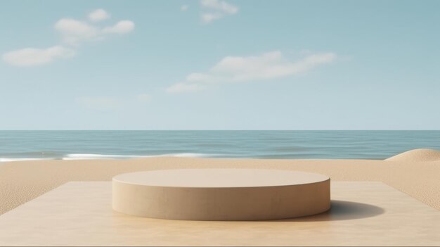 Minimal podium mockup on beach background generative ai