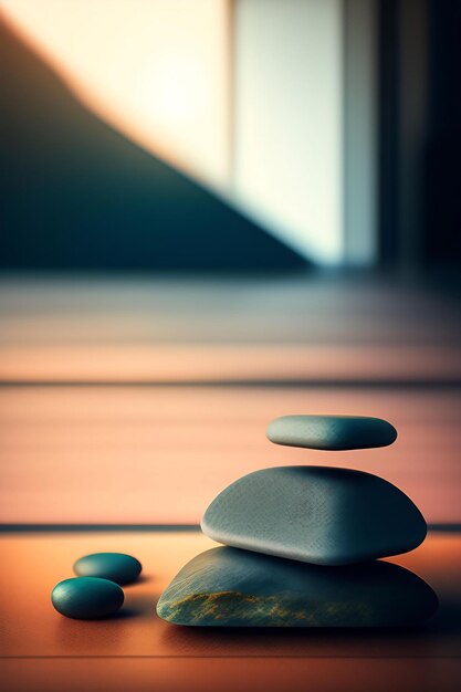 Minimal podium mockup on stones background