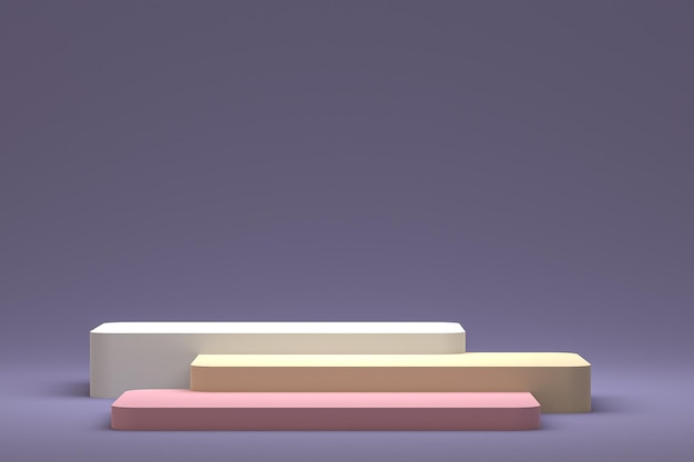 Minimal podium or pedestal display on purple background for cosmetic product presentation