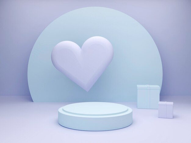 Foto podium minimo per il giorno di san valentino 3d render