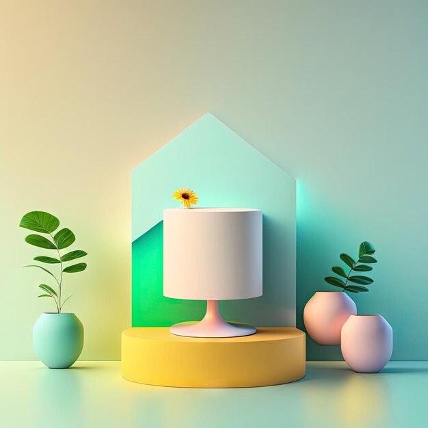 Minimal podium on spring background