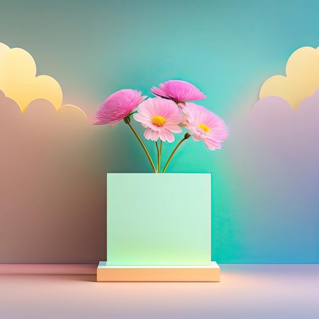 Minimal podium on spring background