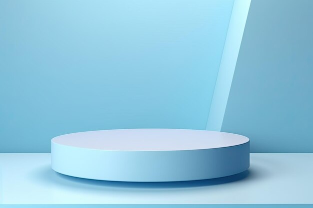 Minimal podiums for product display stand pedestal studio blue pastel color background 3d