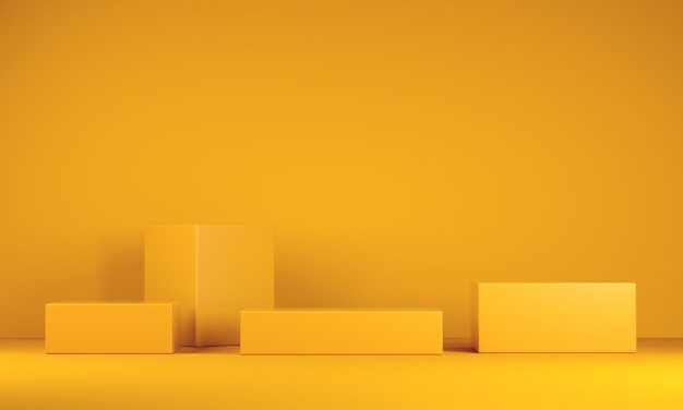 Minimal podiums on yellow background