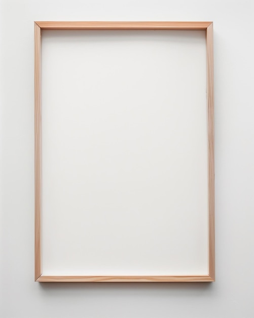 Minimal Portrait Empty Wooden Frame with Plain White Background