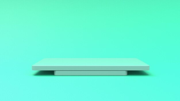 minimal rectangle squire geometric white podium product display 3d render set with green background