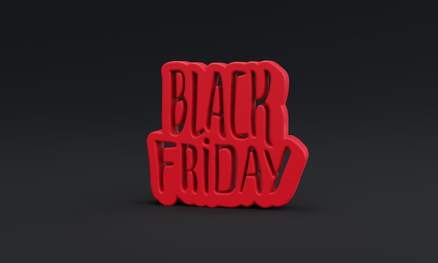 Photo minimal red black friday shopping concept symbol on black background 3d banner for shopping online