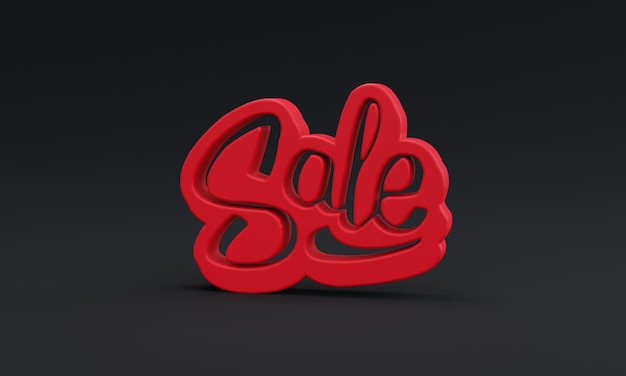 Minimal red Black Friday shopping concept symbol on black background 3D banner for shopping online