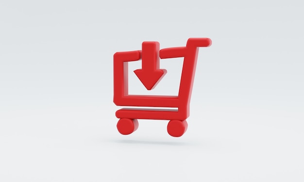 Minimal red shopping sale concept symbol on white background 3D illustration for shopping online