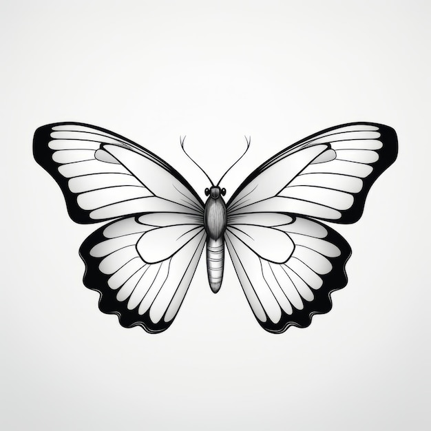 黒と白の蝶の詳細な解剖学
