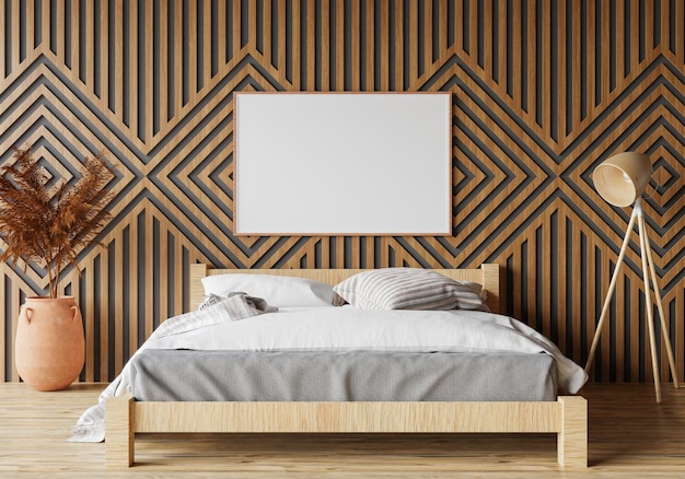 Minimal room and decoration copy space seamless wood wall 3D rendering