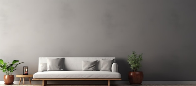 Minimal room with gray wall