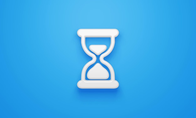 Minimal sand watch symbol on blue background 3d rendering