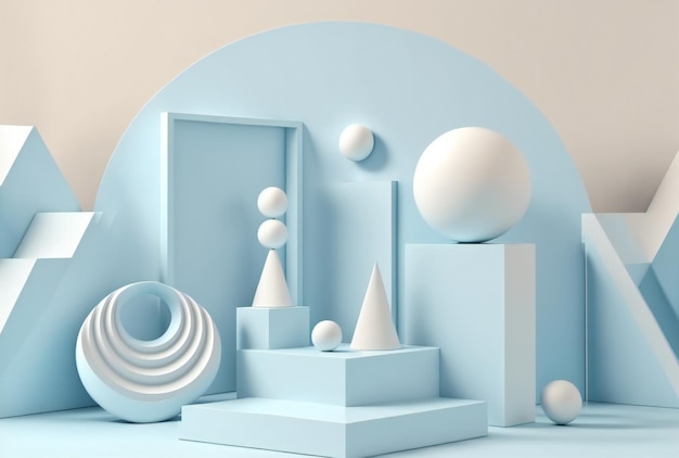 ミニマル シーン クリエイティブ デジタル イラスト 絵画 3D イラスト