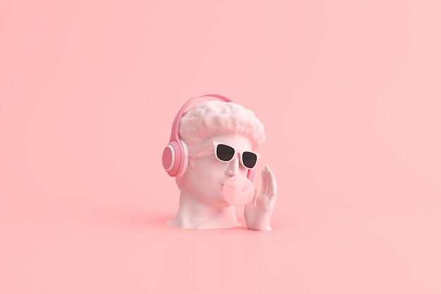 Premium Photo | Minimal scene of sunglasses and headphone on human head ...