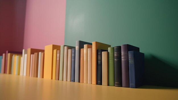 Minimal scene with books on colorful background