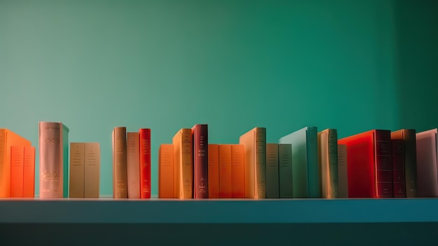 Minimal scene with books on colorful background