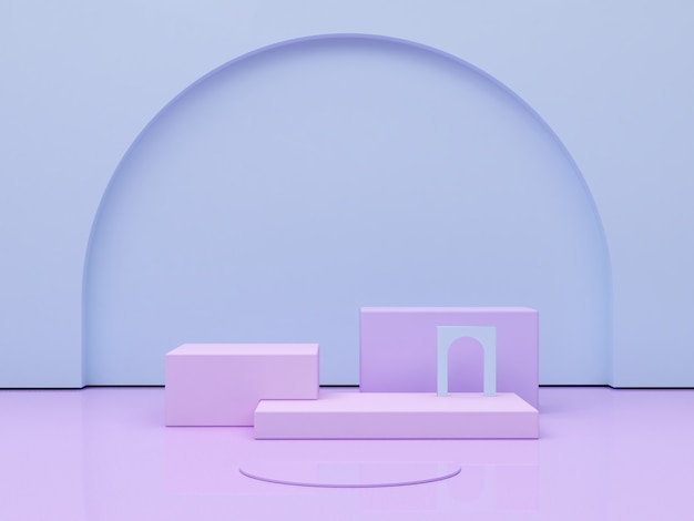 minimal scene with podium and abstract background geometric shapes pastel colors scene