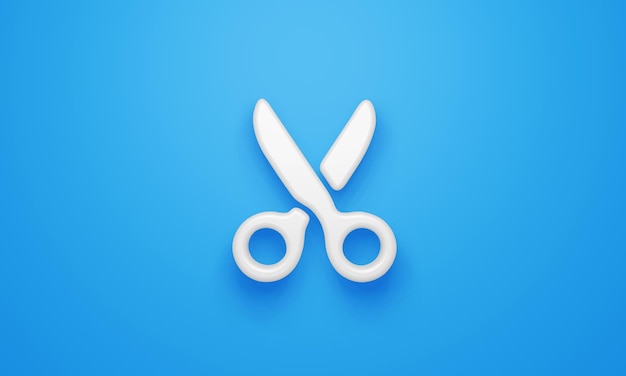 Minimal scissors symbol on blue background 3d rendering