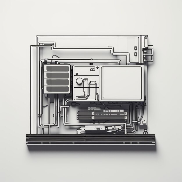 Minimal Server Display Exploring the Beauty of Lineart in Mono