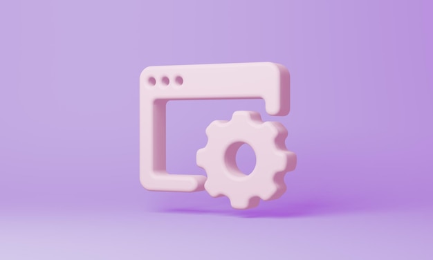 Minimal settings window symbol on purple background 3d rendering