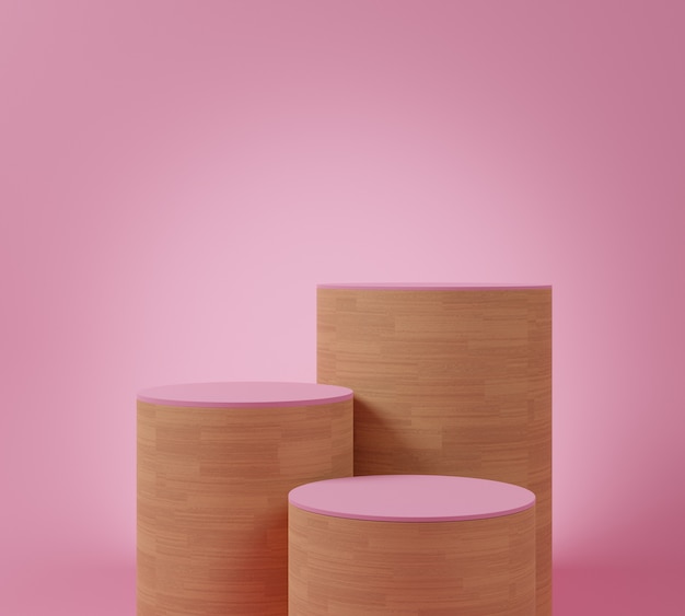 minimal shape pink wood pedestal